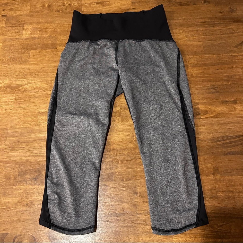Lululemon Athletica Women's Train Time Crop Black and Gray Leggings